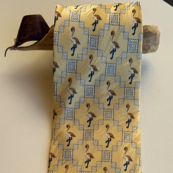 Vintage flamingoes Stuart Davies Italian silk tie - Picture 4 of 5